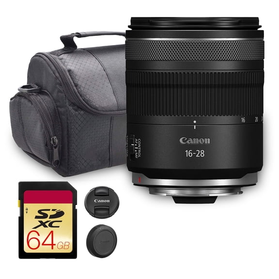 Canon RF 16-28mm f/2.8 IS STM Ultra Wide-Angle Zoom Camera Lens (6906C002) Bundle with Shoulder Bag and 64GB Memory Card