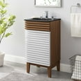 thumbnail image 2 of Sink Vanity Cabinet, White Walnut Black, Wood, Mid Century Hotel Bedroom Bathroom, Modern Contemporary HB33671, 2 of 9