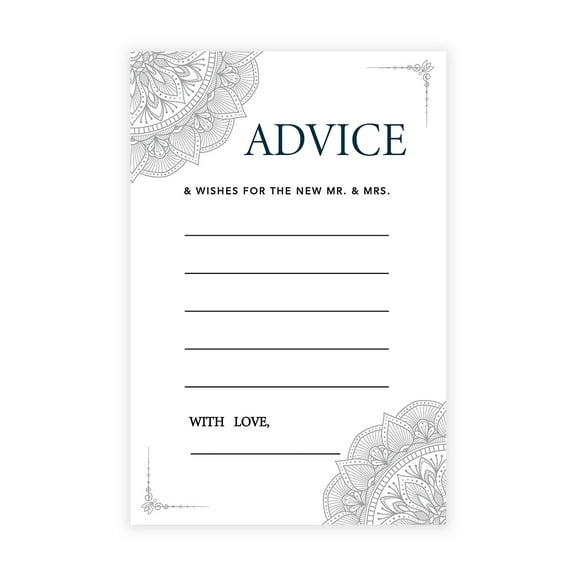 Koyal Wholesale Gray Elegant Ornate Wedding Advice & Well Wishes Guest Book Cards for Bride and Groom, 56 Pack