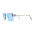 thumbnail image 3 of Womens Slick Minimal Luxury Rimless Rectangle Retro 90s Sunglasses Gold Blue, 3 of 4