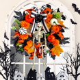 thumbnail image 3 of RKSTN Polyester Flowers Wreath Decorations Halloween Decorative Wreath Maple Leaf Pumpkin Skeleton Flower Wreath Halloween Decoration Simulation Flower Door Hanging Terrifying Ambiance Decoration, 3 of 5