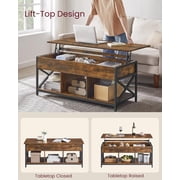 Lift Top Coffee Table Lift Coffee Table with Storage Shelf, Hidden Compartments and Lifting Top Rustic Brown and Black
