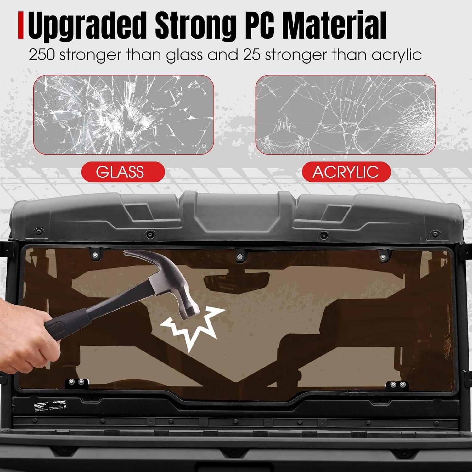 A & UTV PRO Rear Window Tinted for 2017-2025 Polaris Ranger XP 1000/Crew, 2020-2025 Ranger 1000/Crew, 2013-2019 Polaris Ranger XP 900/Crew, UTV Dark Back Windshield Accessories