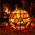 thumbnail image 5 of Halloween Pumpkin Night Light, 2-Size Jack-O-Lantern LED Lamp, Plastic Battery Operated Pumpkin Lantern for Indoor Home Holiday Party Decor, Tall/Round Pumpkin Shape, 5 of 6