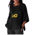 thumbnail image 1 of Birdeem Chemise Imitation Coton et Lin pour Femmes Manches 3/4 Col Rond T-Shirt Ample Décontracté Léger et à la Mode Haut d'Été, 1 of 10