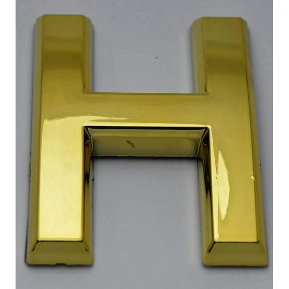 1 PCS - Apartment Number Sign/Mailbox Number Sign, Door Number Sign. Letter H Gold (Gold, 3D, Size 2.75 x 1.75, Comes with Double Sided Tape)- The Maple line