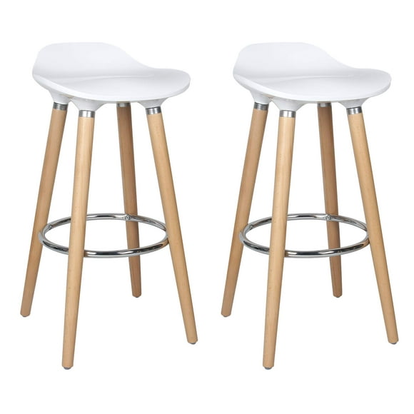Bronte Living 26 inch ABS Counter Stool with Wooden Legs, Comfortable Footrest, Backless for Kitchen, Restaurant, Café - Series Vienna 26" - Set of 2