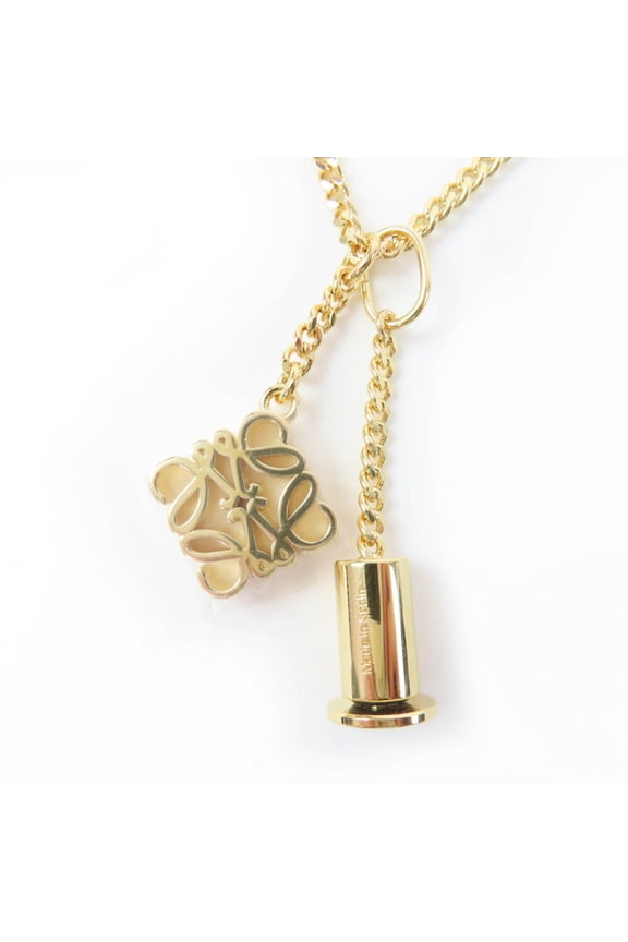Pre-Owned LOEWE J82124X02 Anagram Cube Chain Necklace Pendant, Gold, Made in Spain, Women's,...