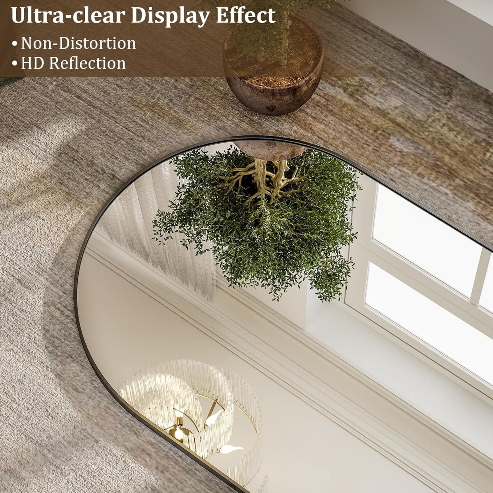 Dscont 30"x71" Arched Full Length Mirror Modern Floor Mirror with Aluminum Frame, Black