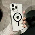 thumbnail image 1 of Luxury Wireless Charge Magsafe Shockproof Phone Case For iPhone 16 15 14 13 12 11 Pro Max Plus Transparent Magnetic Bumper Cover black For iPhone 11Pro, 1 of 6
