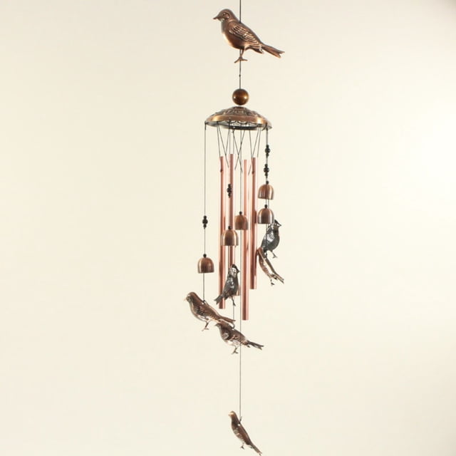 Campanas de viento de cobre hechas a mano con 6 caballos | Campanas de aluminio y hierro de 10 tonos | Decoración de 89 cm para exteriores e interiores, ideal para jardín, patio o habitación infantil