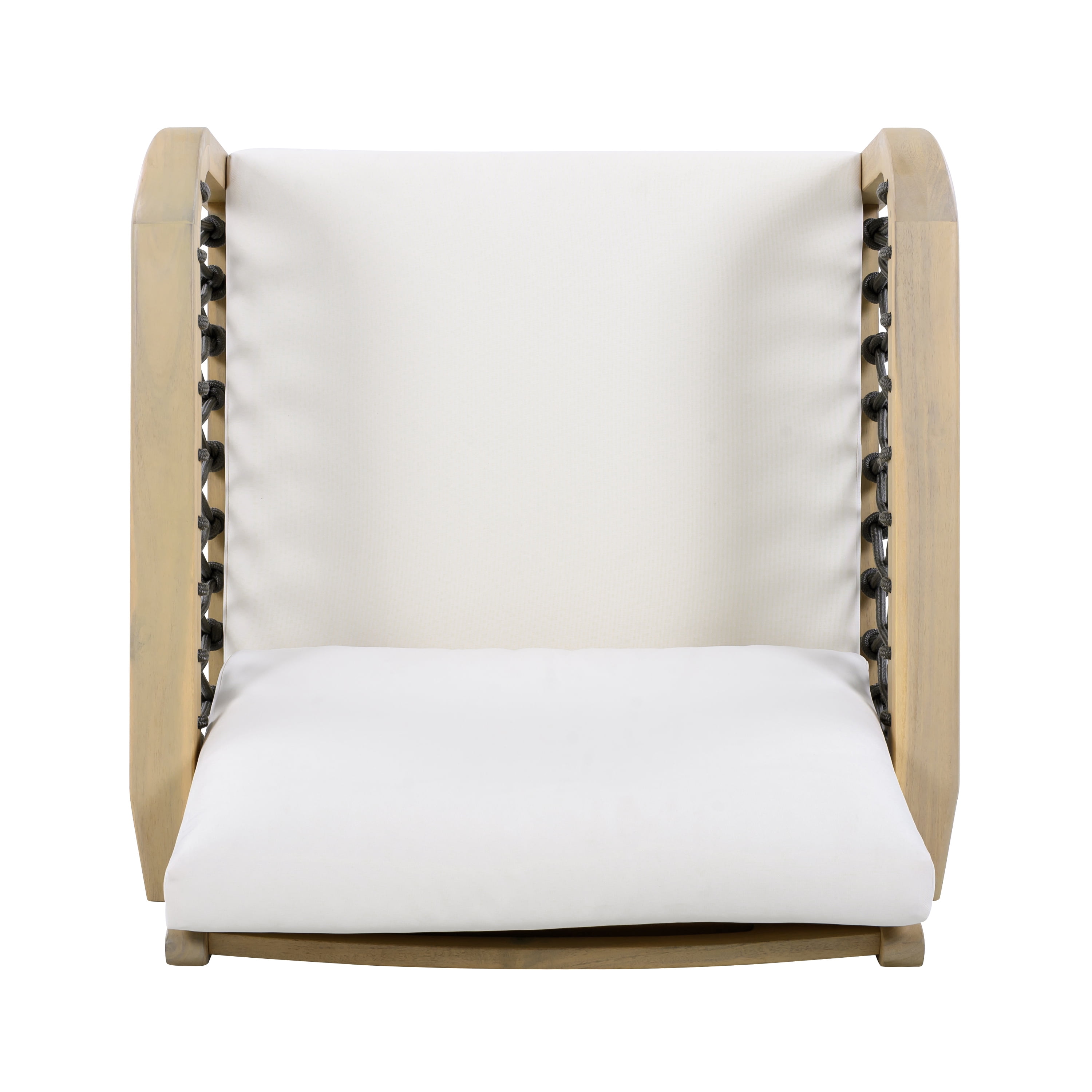 Club Chair, Outdoor Acacia Wood Chair with Handwoven Rope for Patio Garden, Light Teak and Cream