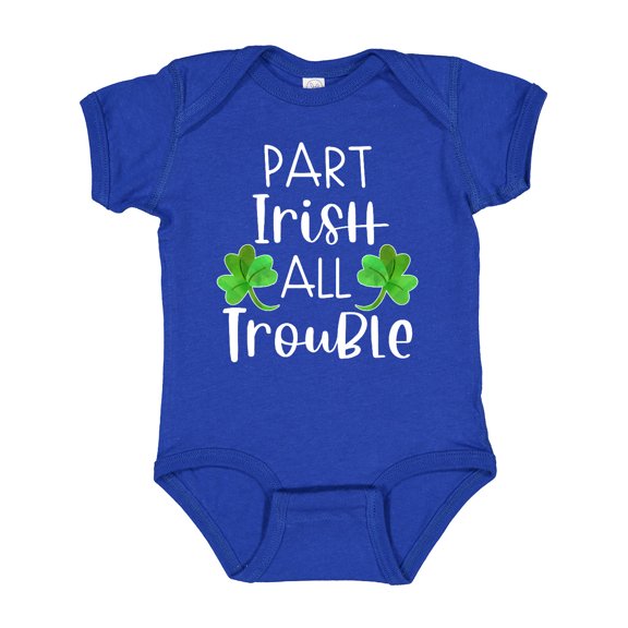 Inktastic Part Irish All Trouble St. Patrick's Day with Green Clovers Boys or Girls Baby Bodysuit