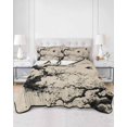 thumbnail image 3 of Chinese Twin XL Size Down Alternative Comforter,Lightweight Comforter Quilt Bedding Set with Pillow Shams Black White Tree Flowers Traditional Ink Painting Bed Comforter Duvet Insert 68"x98", 3 of 7