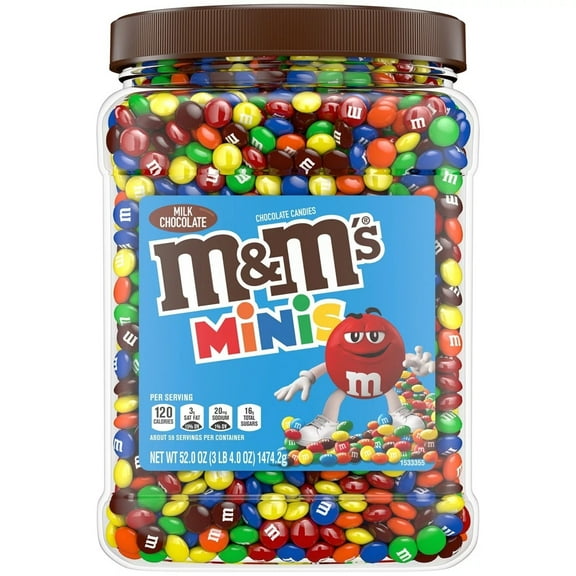 M&M’S Minis Milk Chocolate Candy Resealable Bulk Jar (52 Ounce)