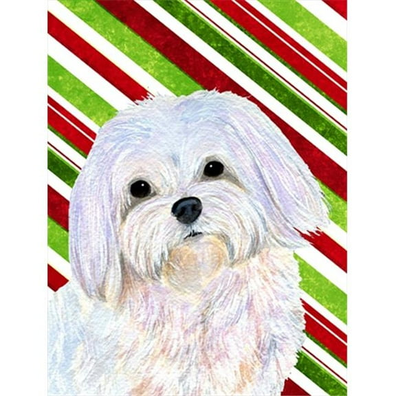 28 x 40 In. Maltese Candy Cane Holiday Christmas Flag Canvas, House Size