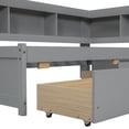 thumbnail image 4 of Wood Daybed Sofa Bed with Bookcase Storage and Two Drawers,USB Charging Ports Daybed for Living Room, Bedroom & Guest Room (Grey), 4 of 8
