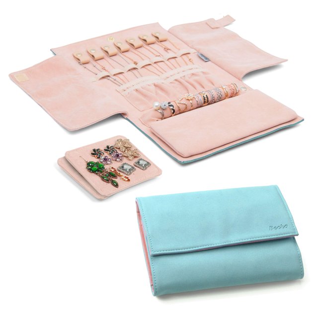 Organizador de joyas Roll Becko US Travel Jewelry Bag, piel azul