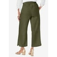 thumbnail image 2 of Jessica London Women's Plus Size Wide Leg Linen Crop Pants Elastic Waist, 2 of 3