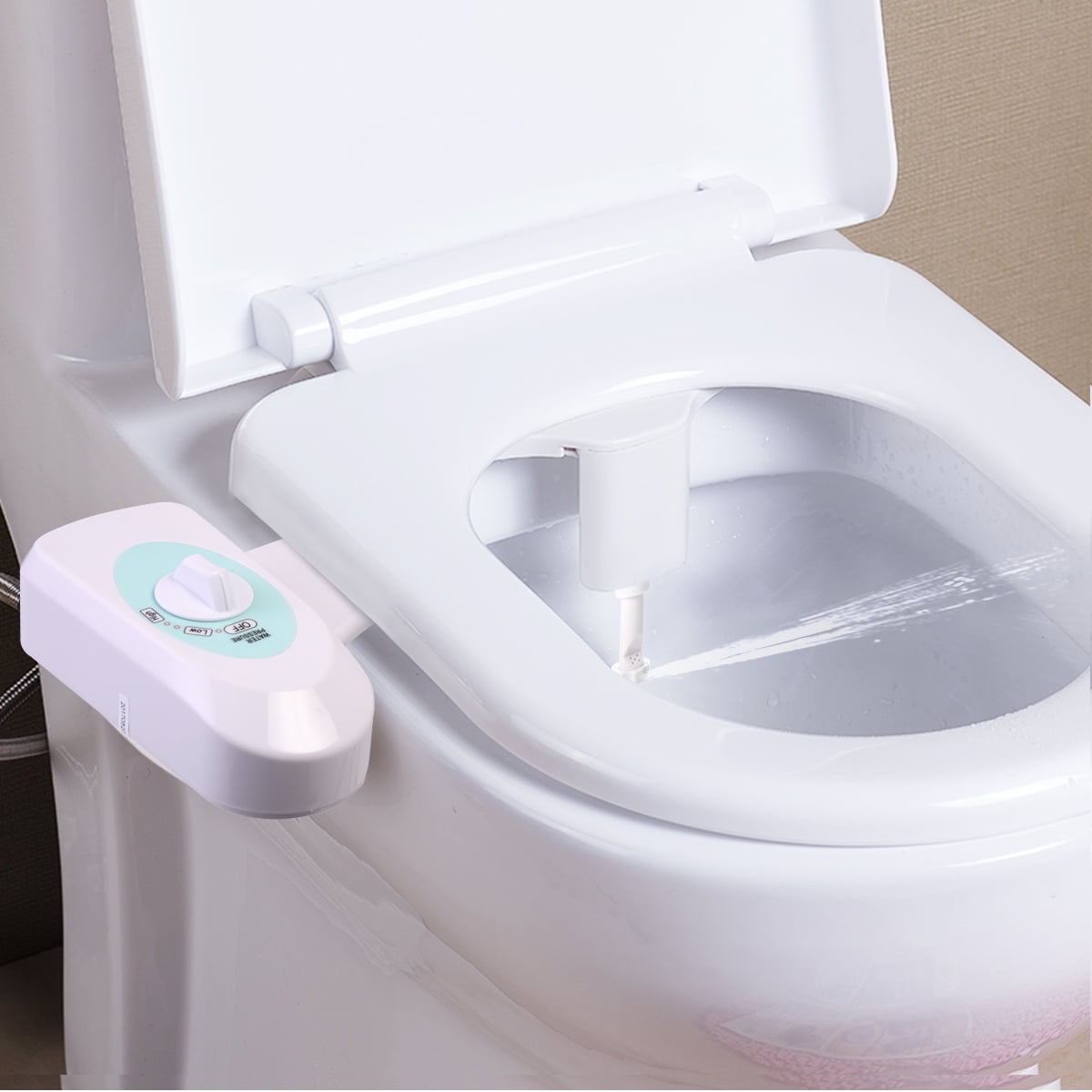 Fresh Water Spray Bathroom Non-Electric Mechanical Bidet Toilet Seat Attachment 