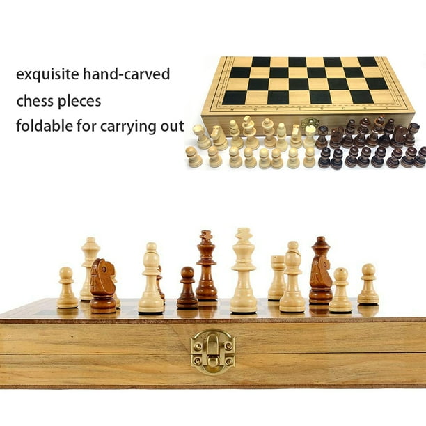 Juego De Ajedrez De Madera Tablero De Ajedrez De Viaje Plegable Juego De Ajedrez De Madera Tablero De Ajedrez Tablero De Ajedrez De Viaje Plegable Para Regalo De Viaje Familiar ANGGREK Otros