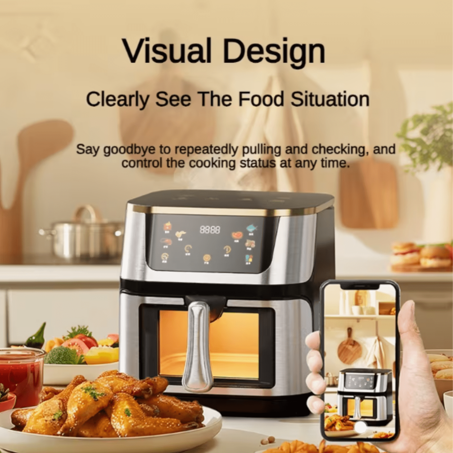 Air Fryer 10 Qt Max 450F for Cooking, 6 Presets Fry Touch Panel Easy View Window, New Black