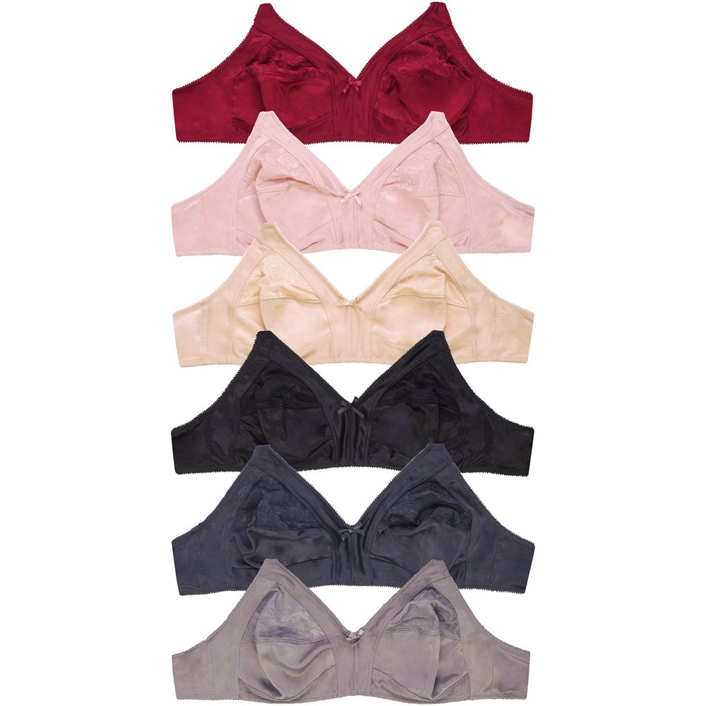 Sofra Women's Full Cup Mama Wide Strap Wireless Bra (6 Pack) (40B