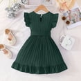 thumbnail image 4 of mgoYE Girls Dress Easter Dress Girls Summer Dresses Cute Ruffle Sleeve Flowy Dress(Dark Green,4-5 Years), 4 of 4