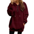 thumbnail image 2 of Fashionable Casual Solid Color Shoulder Style Half Zip Pocket Sweatshirt, Cozy Fleece Lined for Everyday, Sports, Travel, Red XL, Size S-XXXXXL, 2 of 9