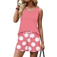 thumbnail image 3 of Short Sets for Women Lounge 2 Piece Sets for Women Polka Dots Beach Vacation Sleeveless Square Neck Tank Tops and Shorts Summer Outfits for Women Hot Pink XXXL, 3 of 8