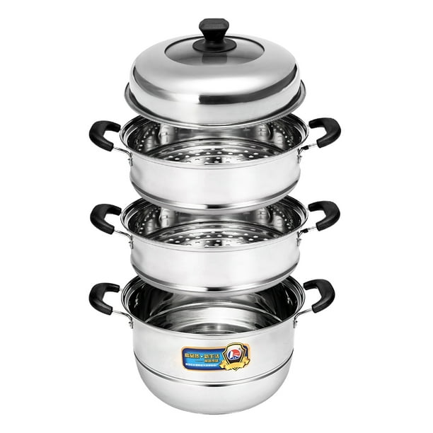 Stainless Steel Steamer Pot with Tempered Glass Lid, Adjustable