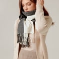 thumbnail image 4 of Bufanda larga a cuadros para mujer, bufanda gruesa de gran tamaño, cálida, para invierno y otoño, bufandas grandes a cuadros, chal, bufanda de cachemira, bufanda de invierno a cuadros, 4 of 5