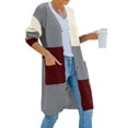 thumbnail image 3 of Qiylii Women Loose Knitted Long Cardigan, Variegated Button-down V neck Coat, 3 of 9