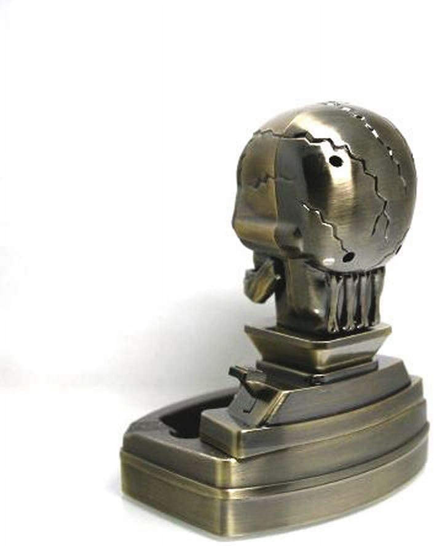 Piioket Skull Skeleton Shaped Cigar Cigarette Lighter Refillable Butane Gas Normal Flame Lighter with Ashtray Ash Tray