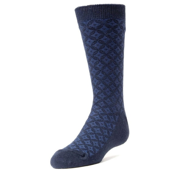 MeMoi Diamonds and Dots Dress Cotton Blend Crew Socks - Boys - Male, 10-12, Navy