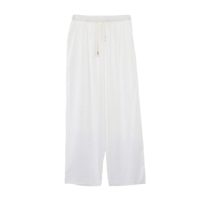 Fsgntruao Women's Plus Size Solid Color Pants Pocket Elastic Waist Pants