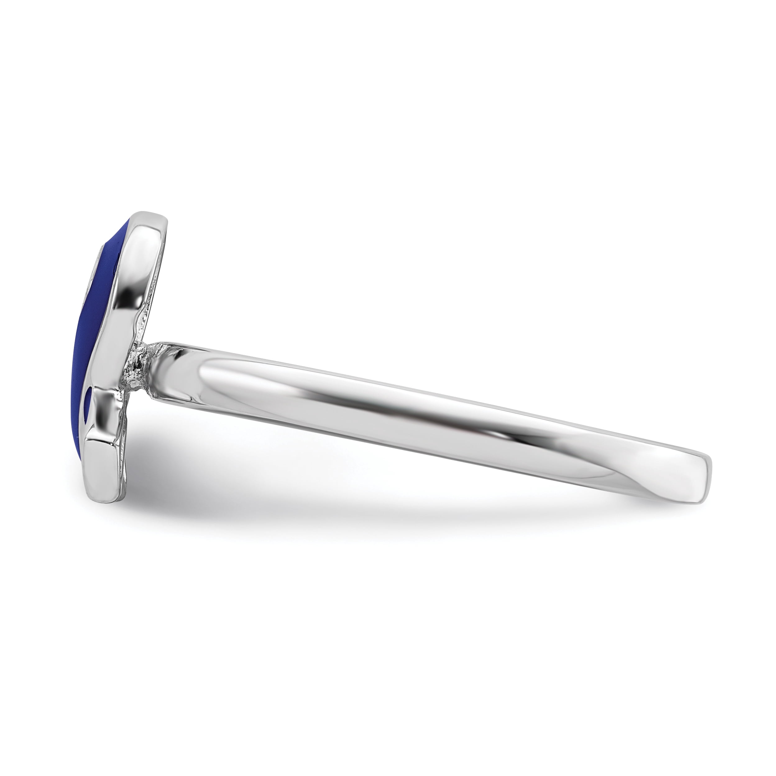 Sterling Silver Blue Enameled Awareness Ribbon Ring