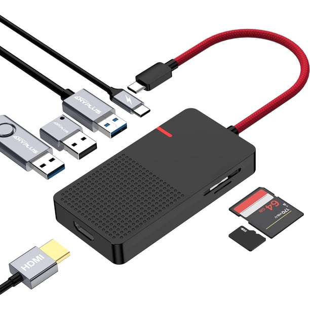 Hub USB C, divisor USB 3.0 de 4 puertos con transferencia de datos de 5Gbps, divisor USB C para tipo C, Pro, , Surface, XPS, unidad flash, HDD móvil