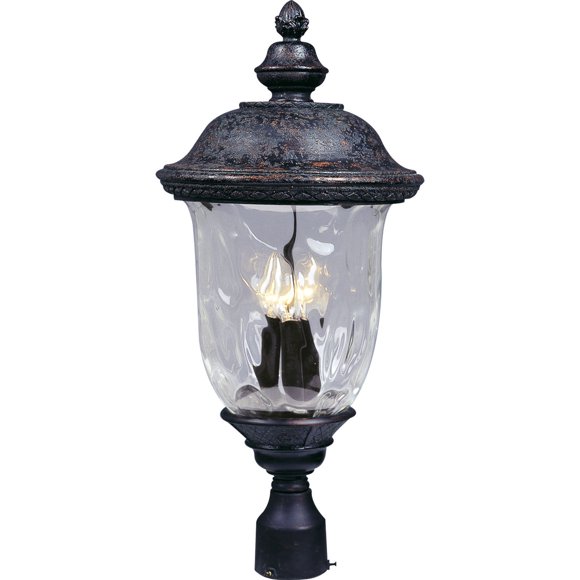 Maxim 40420WGOB Carriage House VX Water Glass Heavy-duty Outdoor Post/Pole Mount, 3-Light 120 Total Watts, 27"H x 13"W, Oriental Bronze