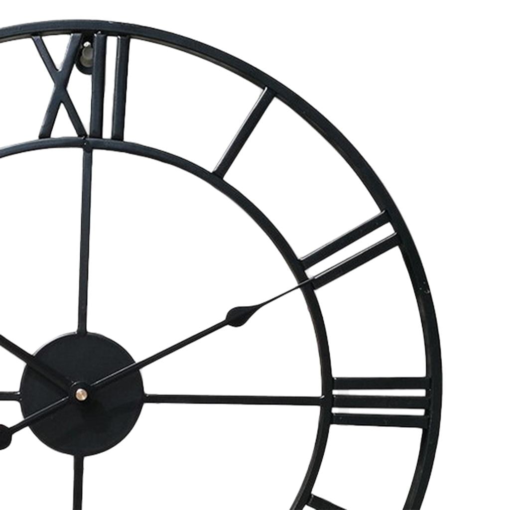 16x2inch Classic Round Iron Wall Clock Quartz Kitchen Living Outdoor Rust Clock 