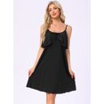 thumbnail image 3 of DARING DIVA Women's Sleeveless Loose Fit Chemise Ruffle Camisole S Black, 3 of 7