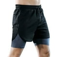 thumbnail image 5 of CaComMARK PI Mens Workout Shorts 2 in 1 Stretch Quick Drying Fitness Shorts Running Shorts with Compression Liner Gray 12(XXL), 5 of 5
