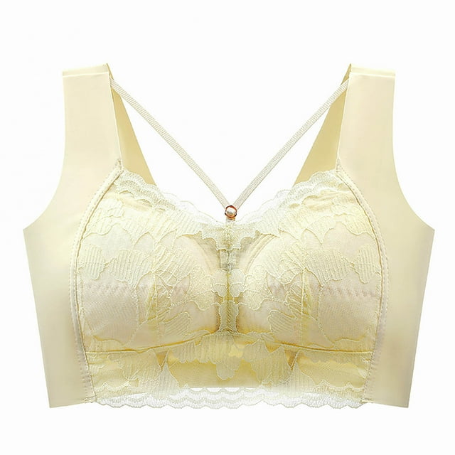 Brasier sin Varillas Mujer Sujetadores de Encaje sin Costuras de Tela de Mantequilla para Mujer, sin Aros, Cómodos, de Malla, Acolchados, con Espalda Suave y Alisadores Grande