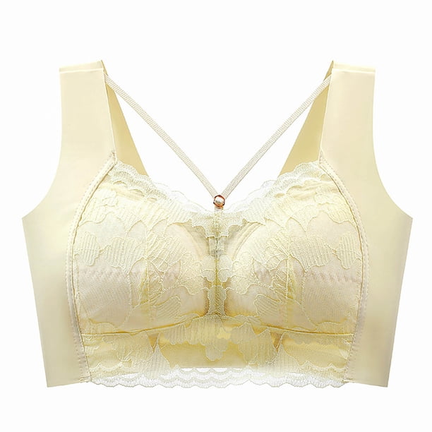 Brasier Sujetadores de Encaje sin Costuras de Tela de Mantequilla para Mujer, sin Aros, Cómodos, de Malla, Acolchados, con Espalda Suave y Alisadores Mediana
