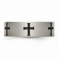 thumbnail image 3 of Grey Titanium Ring Band Wedding 7mm Cross Black IP-plated Brushed & Polished, 3 of 6