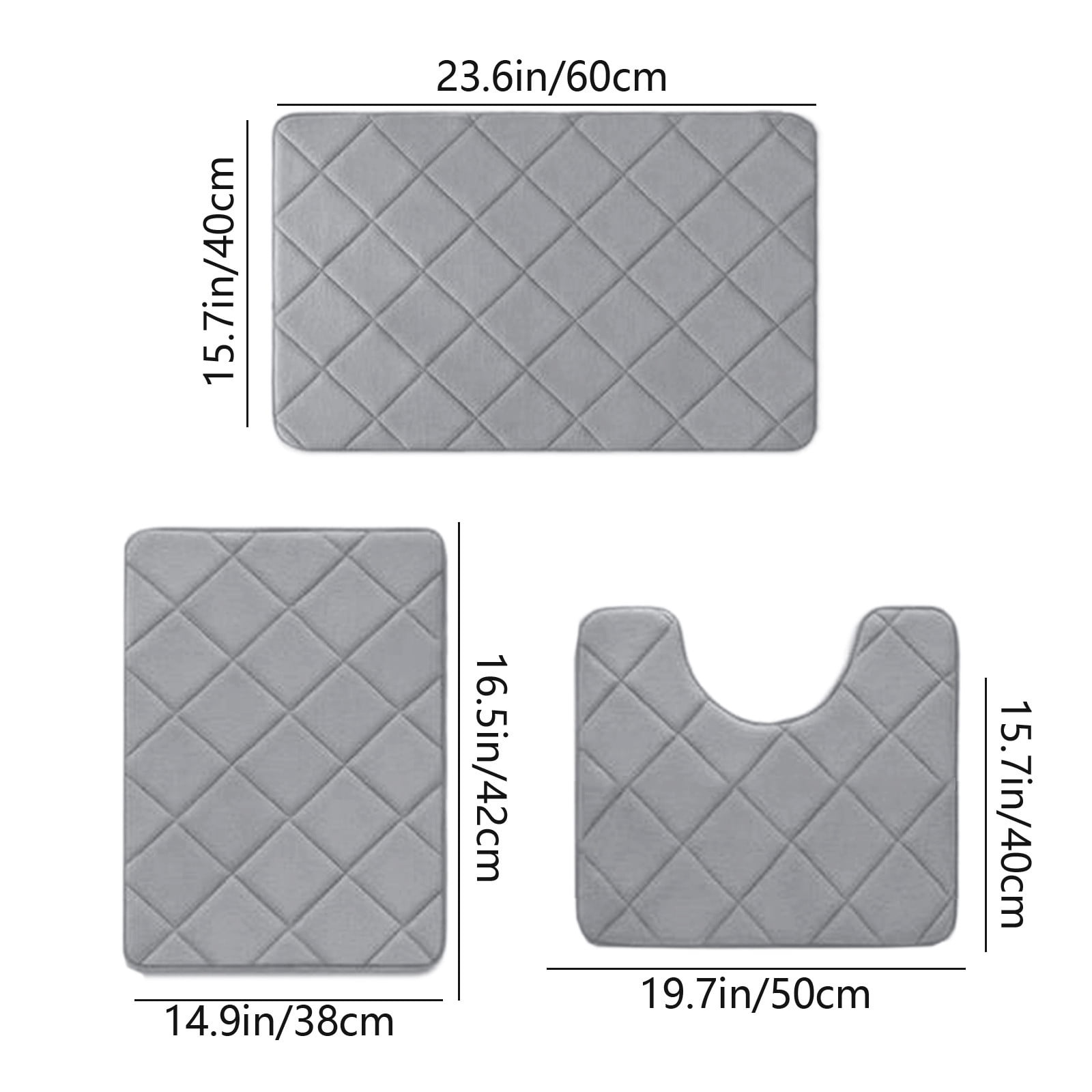 3 Pieces Luxury Bathroom Rug Set With U-Shaped Toilet Rug, Non-Slip Rubber Bottom, Thick Microfiber Fluffy Plush, Water Absorption, Machine Washable,Quick Dry, Ultra Soft, Bath Mats For Bathroom, Tub