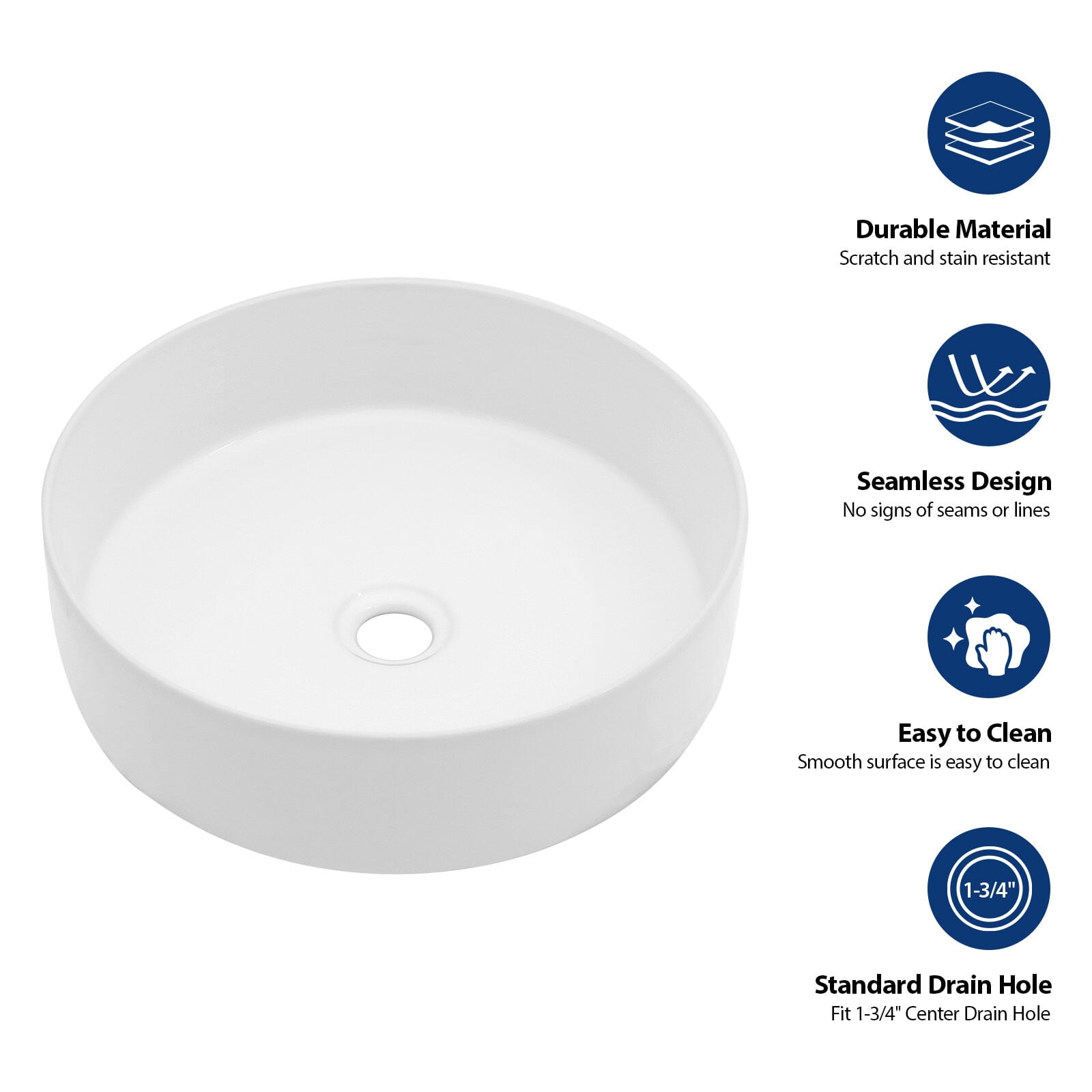 Vanity With Sink, 15.75"x15.75" White Ceramic Vessel Bathroom Sink, White Bathroom Vanity,Ceramic Single Sink Vanity, Bath & Faucets Bathroom Vanities