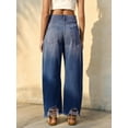 thumbnail image 2 of Women Barrel Leg Casual Jeans Loose Copped Ripped Denim Pants, 2 of 6