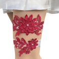 thumbnail image 1 of Conjunto de ligas de boda de 2 uds., Liga nupcial de encaje, Liga Floral elástica para novia, 1 of 3