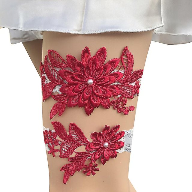 Conjunto de ligas de boda de 2 uds., Liga nupcial de encaje, Liga Floral elástica para novia